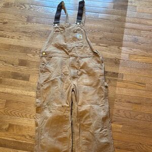 Carhartt Brown Canvas Duck Overalls with Dark Brown Straps